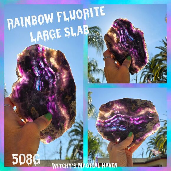 Rainbow Fluorite Large Polished Crystal Slab, 508g (1.12lbs) - Picture 11 of 11